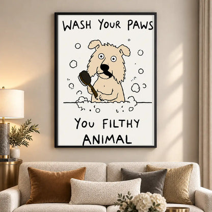 Wash Your Paws Funny Dog Wall Art 5