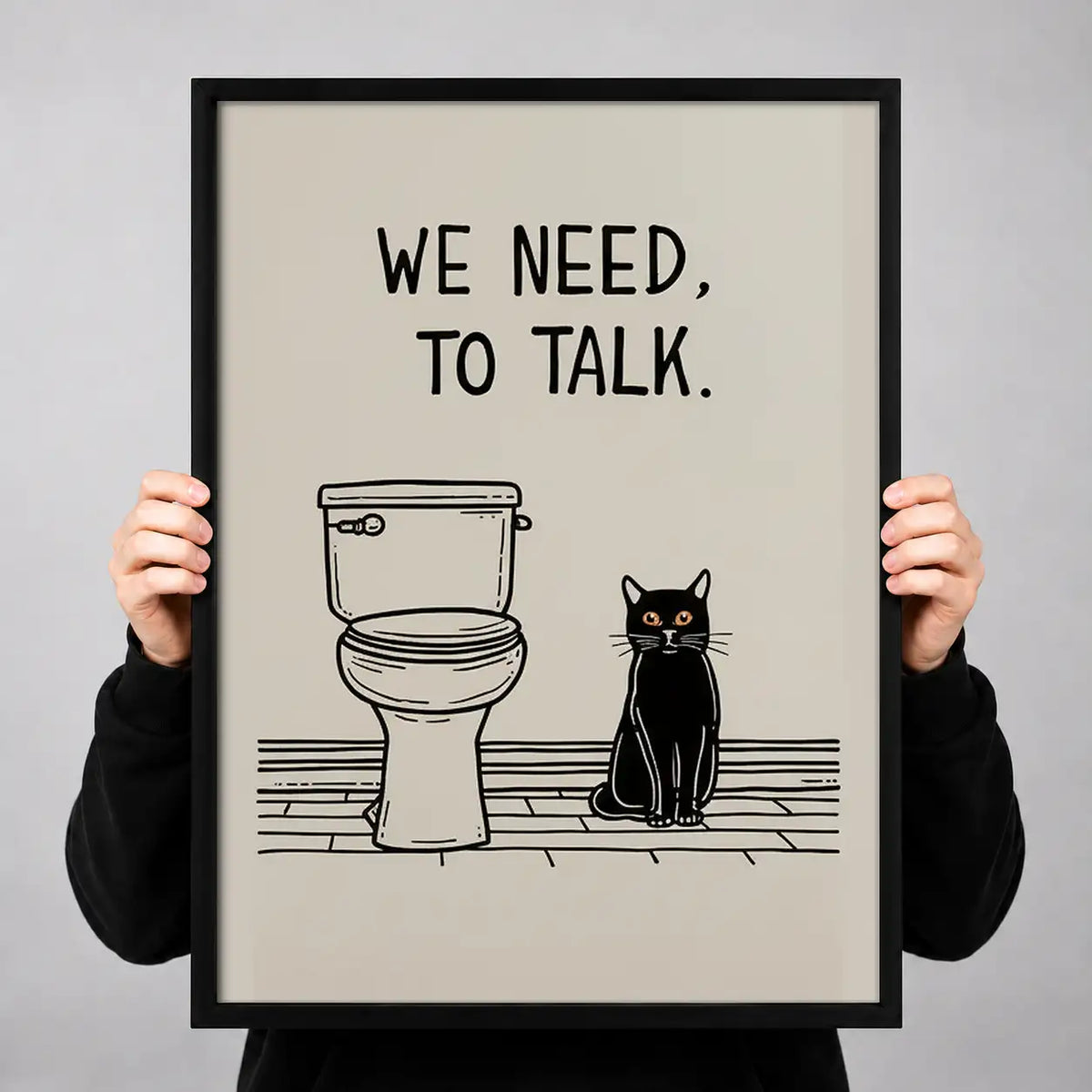 We Need to Talk Bathroom Cat Wall Art 3