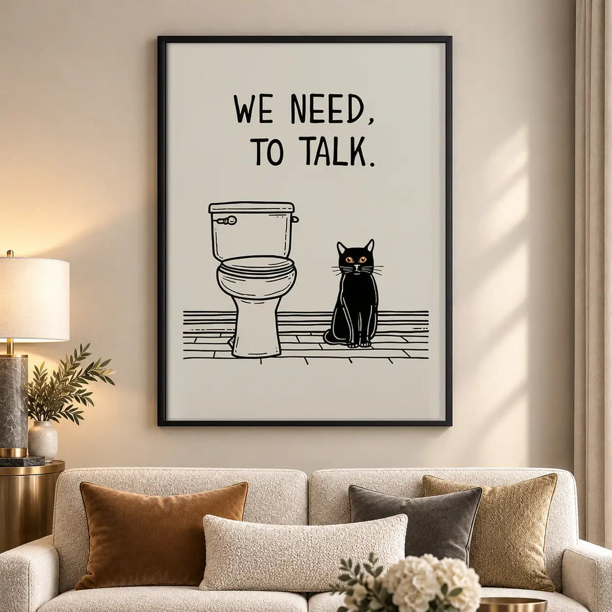 We Need to Talk Bathroom Cat Wall Art 5