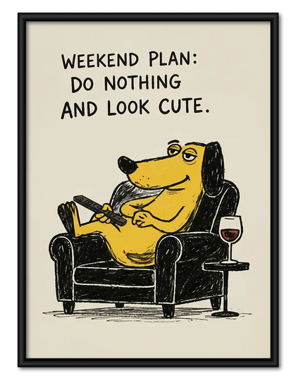 Weekend Plan Frog Relaxing with Wine Wall Art