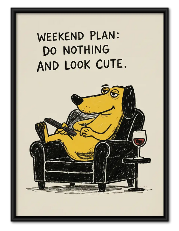 Weekend Plan Frog Relaxing with Wine Wall Art