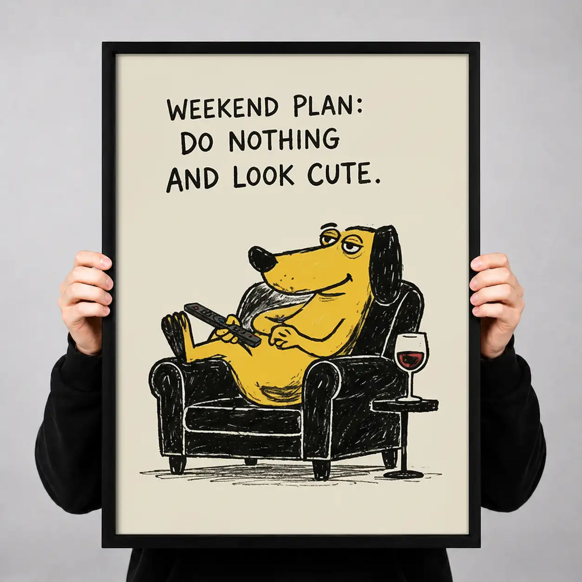 Weekend Plan Frog Relaxing with Wine Wall Art 3