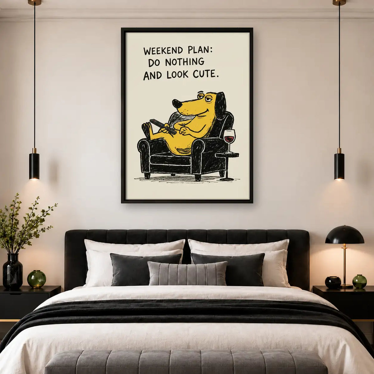 Weekend Plan Frog Relaxing with Wine Wall Art 4