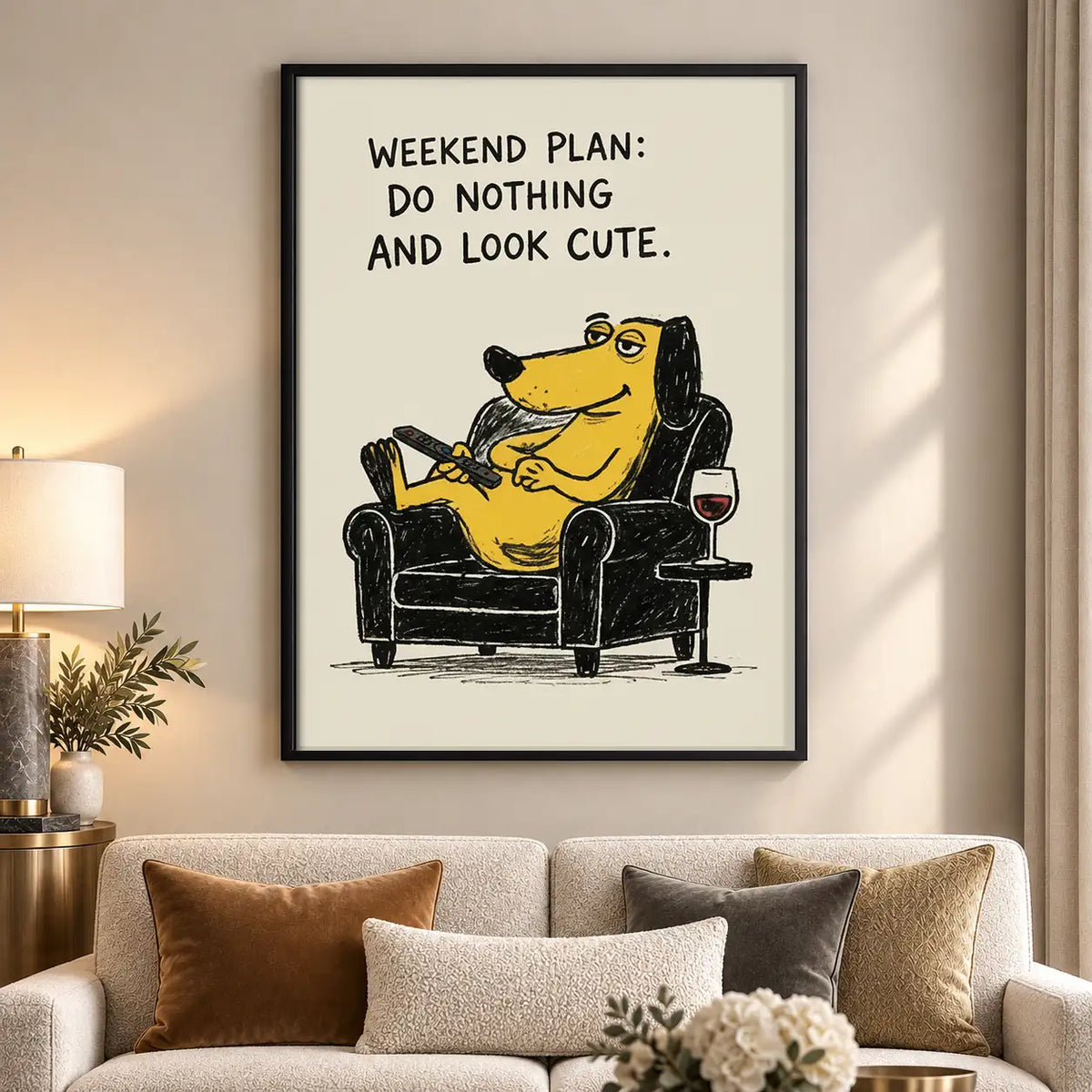 Weekend Plan Frog Relaxing with Wine Wall Art 5