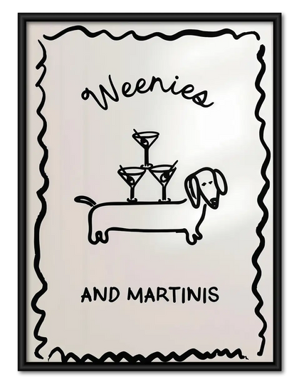 Weenies and Martinis Minimal Wall Art