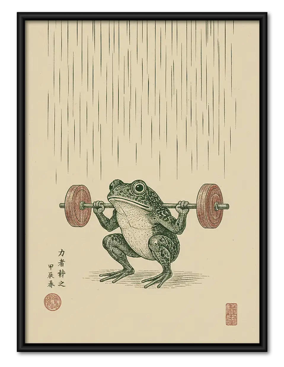Weightlifting Green Frog Wall Art 1