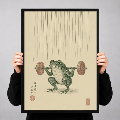 Weightlifting Green Frog Wall Art 3