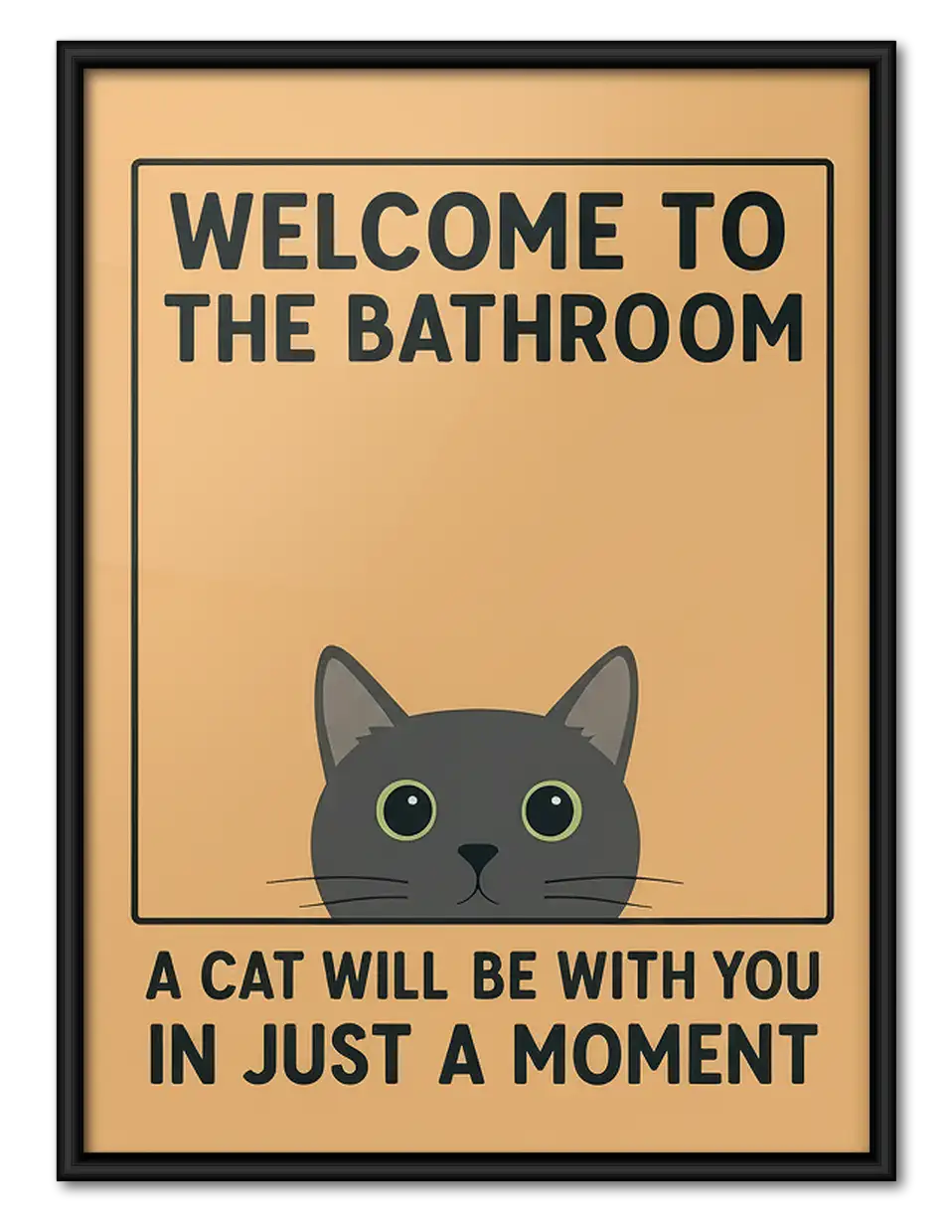 Welcome Bathroom Cat Orange Poster Wall Art 1