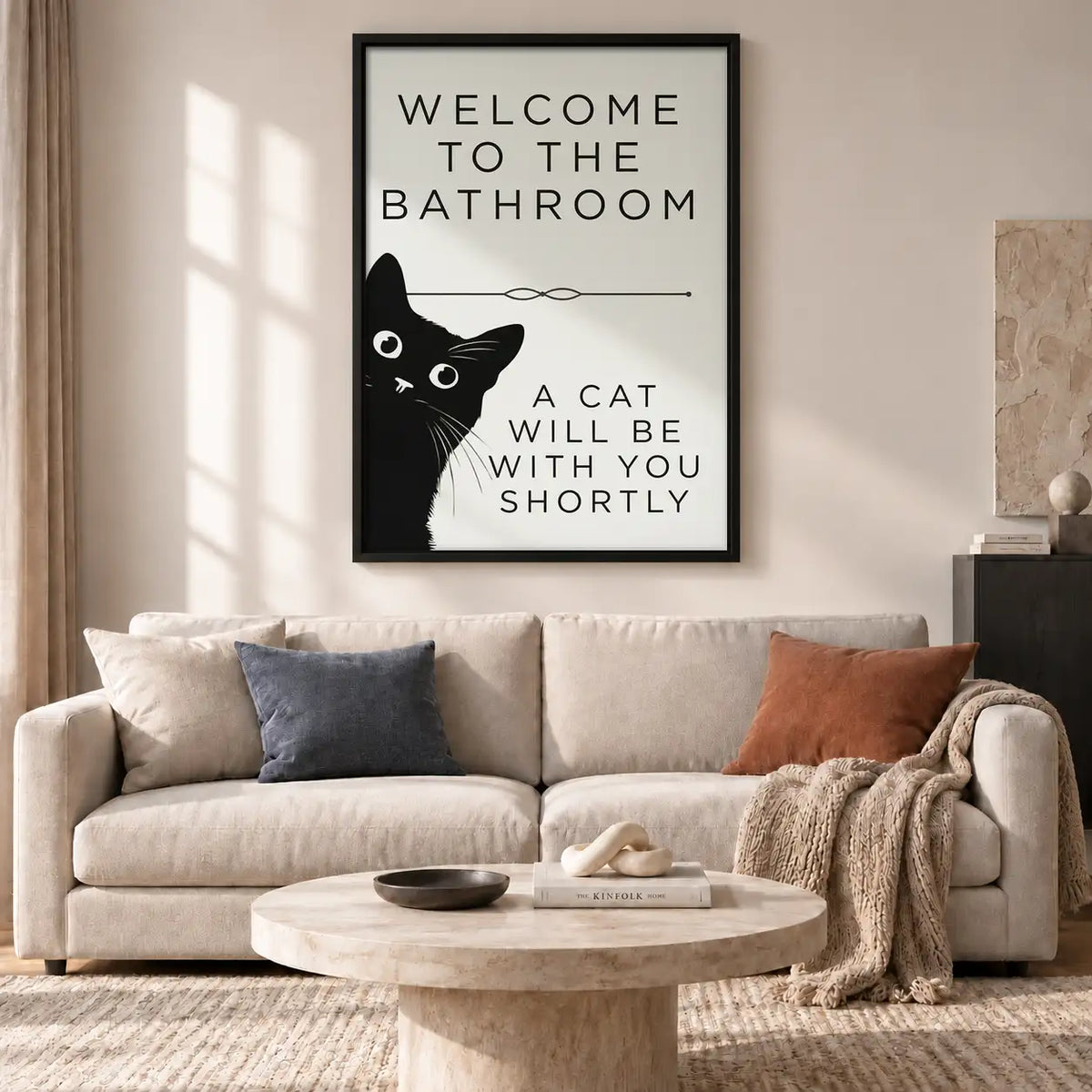 Welcome Bathroom Cat Will Join Wall Art 2