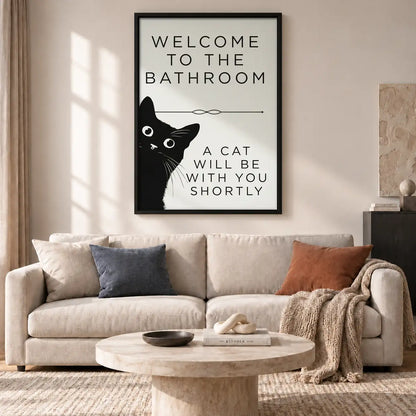 Welcome Bathroom Cat Will Join Wall Art 2