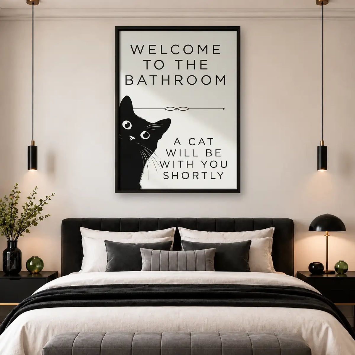 Welcome Bathroom Cat Will Join Wall Art 4