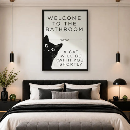 Welcome Bathroom Cat Will Join Wall Art 4