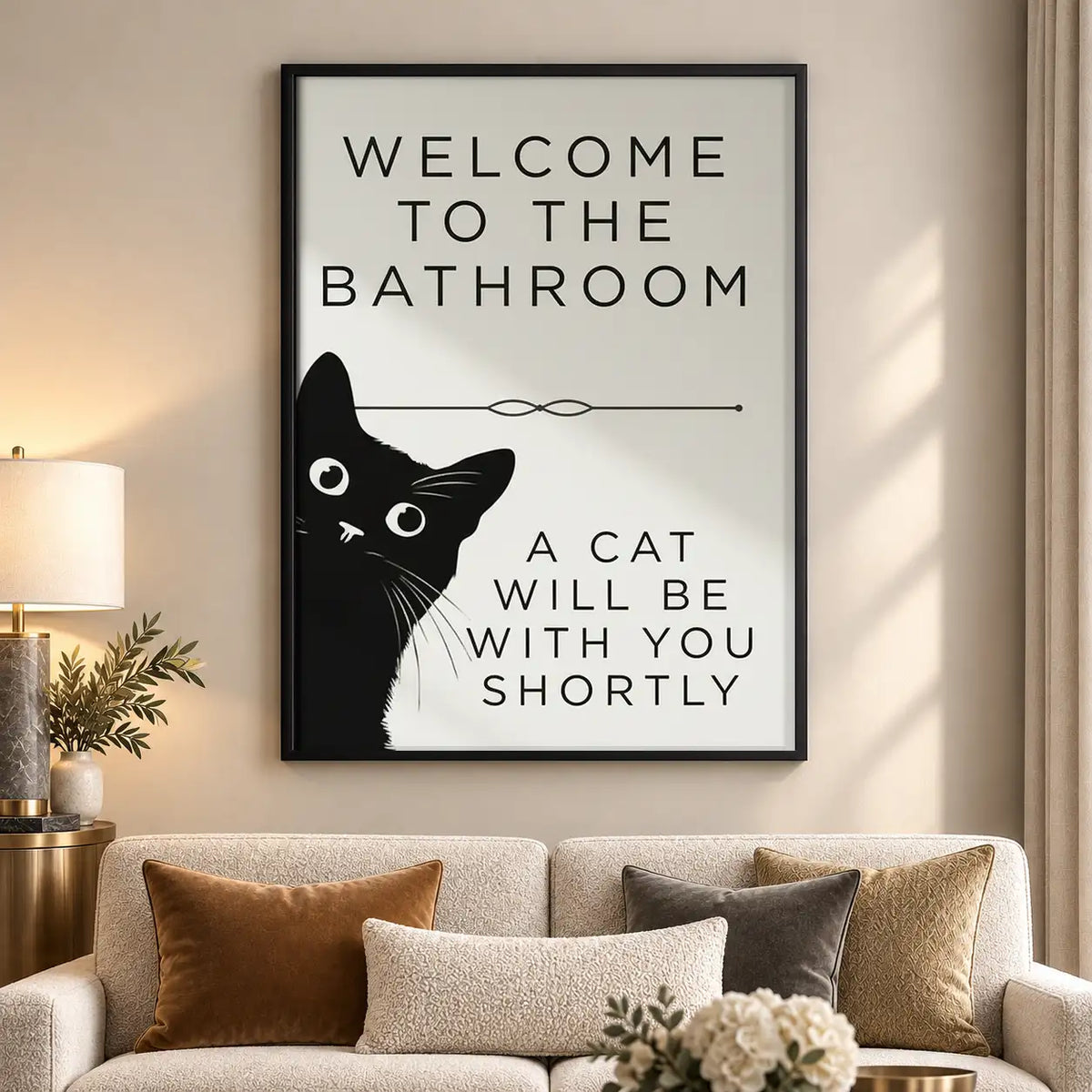 Welcome Bathroom Cat Will Join Wall Art 5