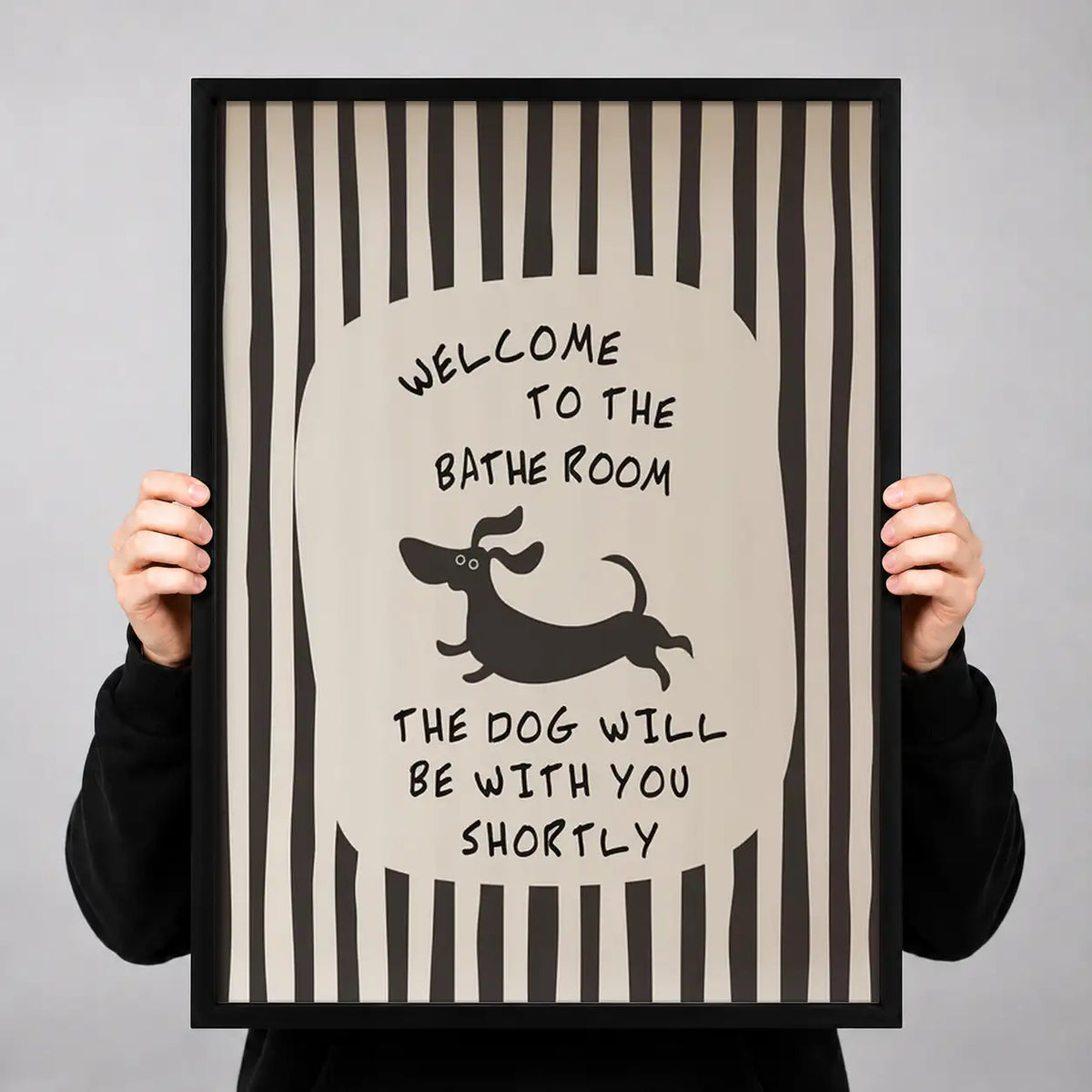 Welcome Bathroom Dog Striped Poster Wall Art 3