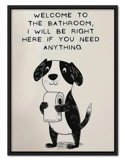 Welcome Bathroom Dog Typography Wall Art 1