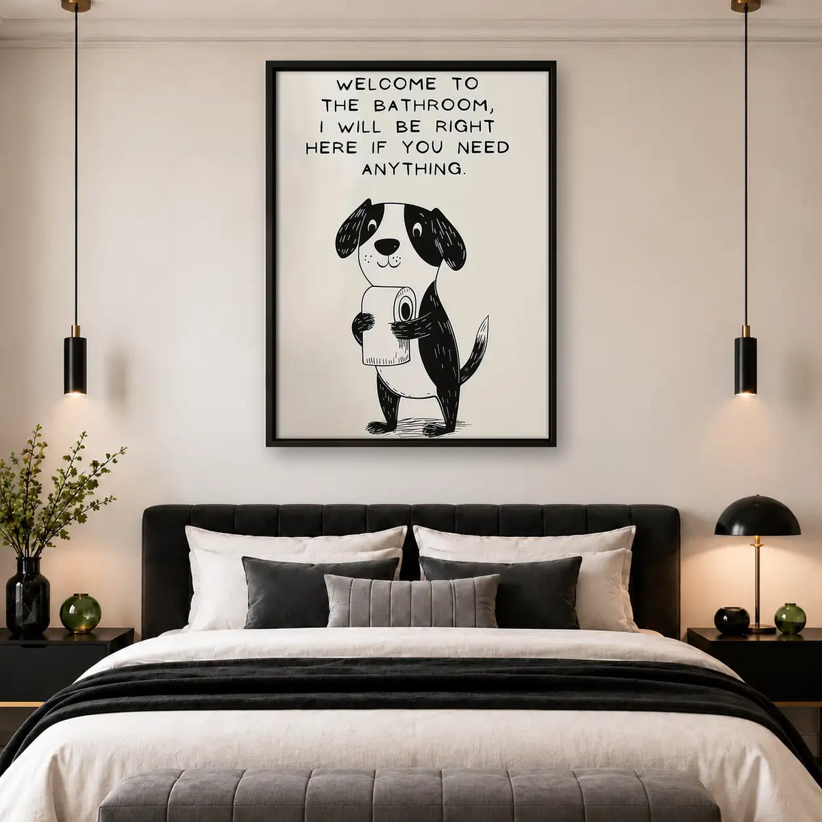 Welcome Bathroom Dog Typography Wall Art 4
