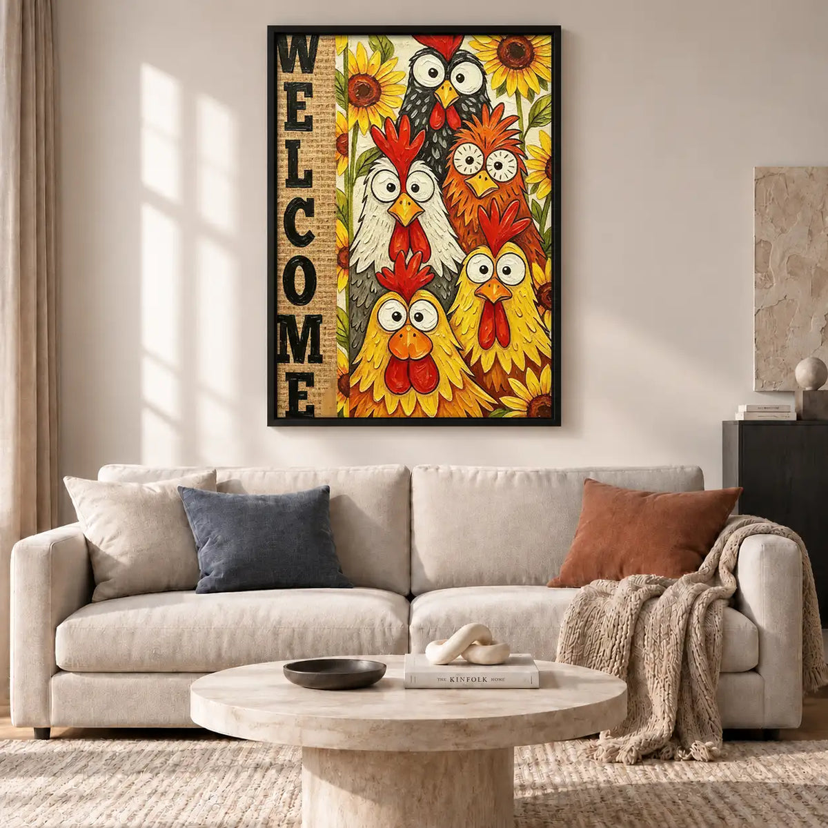 Welcome Colorful Chicken Family Wall Art 2