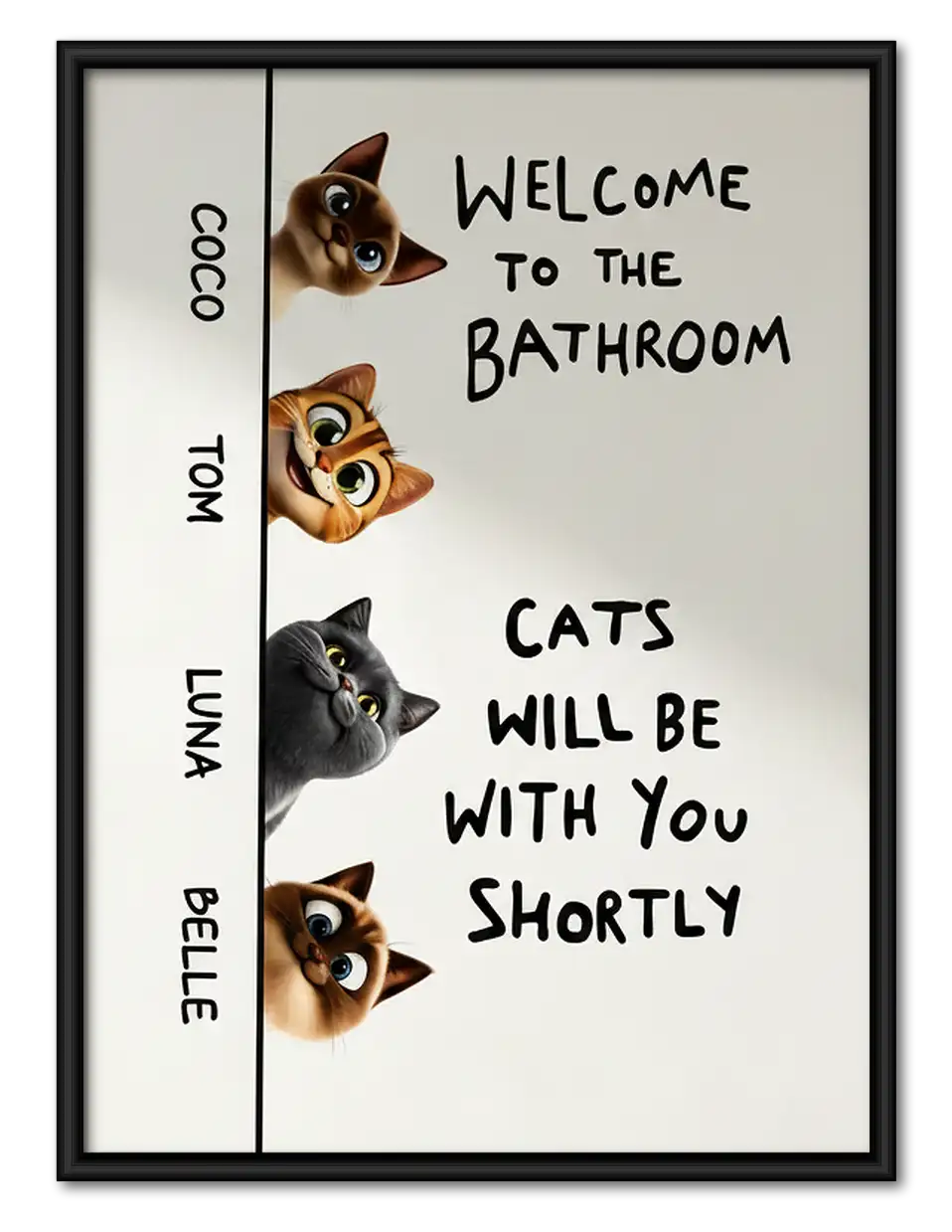 Welcome to the Bathroom Cat Warning Wall Art 1