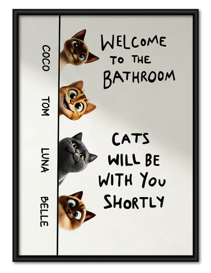 Welcome to the Bathroom Cat Warning Wall Art