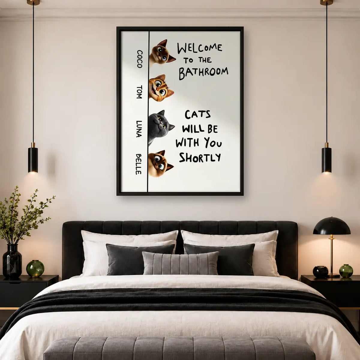 Welcome to the Bathroom Cat Warning Wall Art 4