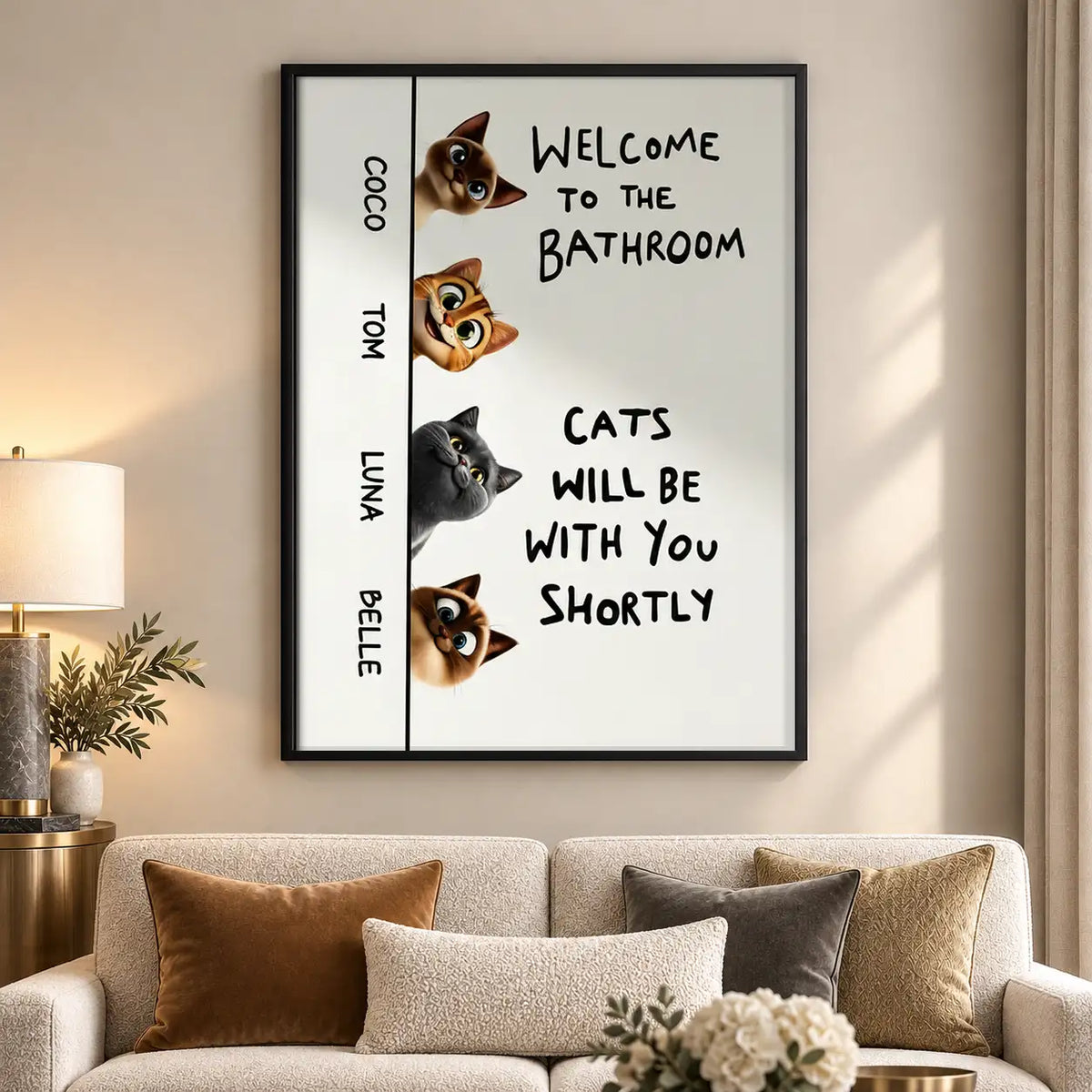 Welcome to the Bathroom Cat Warning Wall Art 5