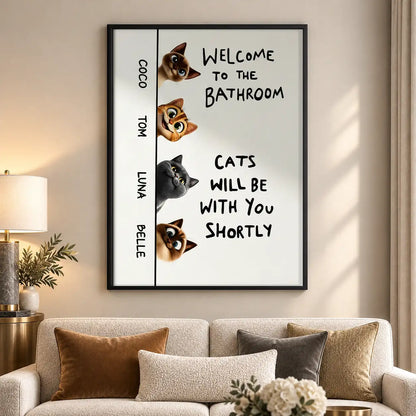 Welcome to the Bathroom Cat Warning Wall Art 5