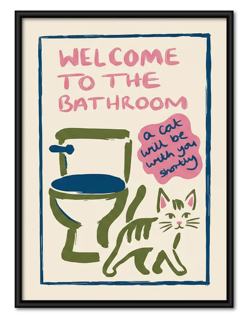 Welcome to the Bathroom Colorful Cat Wall Art 1