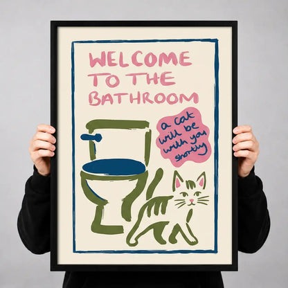 Welcome to the Bathroom Colorful Cat Wall Art 3