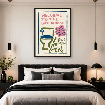 Welcome to the Bathroom Colorful Cat Wall Art 4