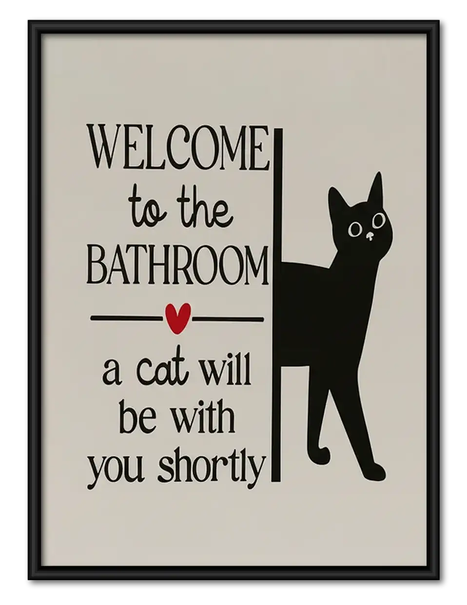 Welcome to the Bathroom Minimal Black Cat Wall Art 1