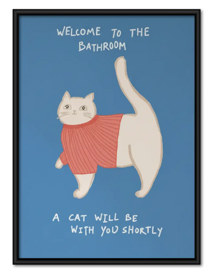 Welcome to the Bathroom Orange Cat Wall Art 1