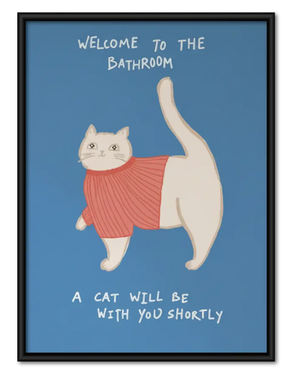 Welcome to the Bathroom Orange Cat Wall Art