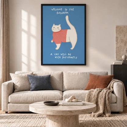 Welcome to the Bathroom Orange Cat Wall Art 2