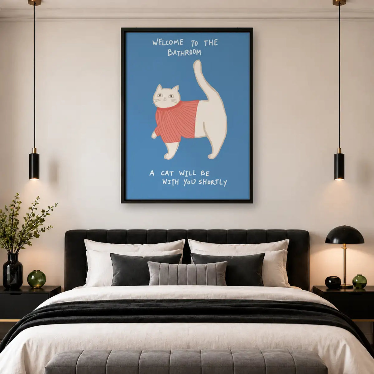 Welcome to the Bathroom Orange Cat Wall Art 4