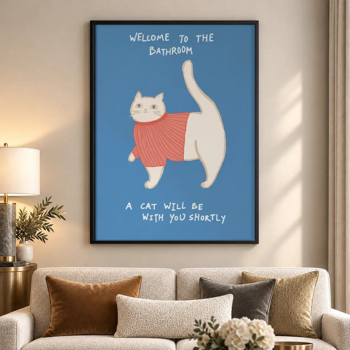 Welcome to the Bathroom Orange Cat Wall Art 5