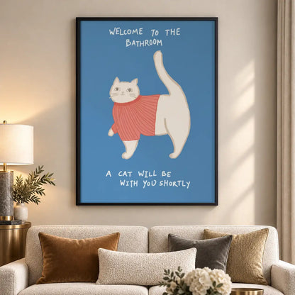 Welcome to the Bathroom Orange Cat Wall Art 5