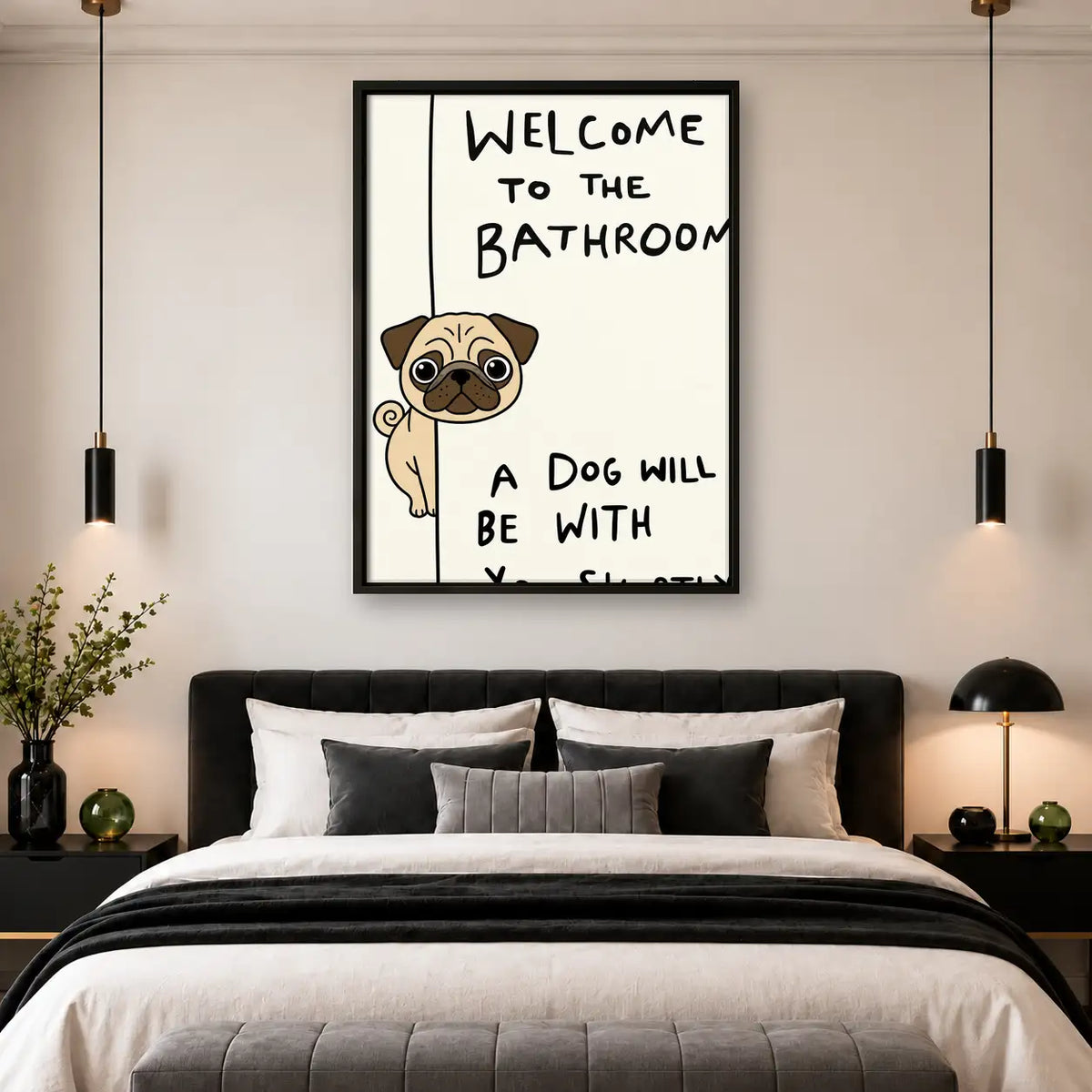 Welcome to the Bathroom Pug Wall Art 4