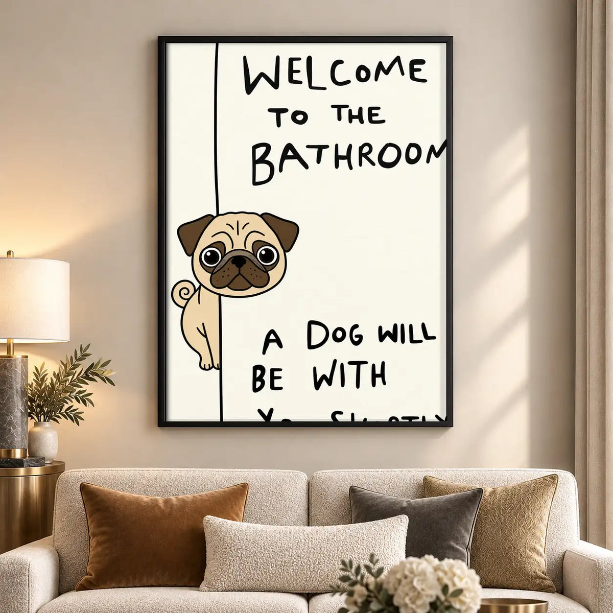 Welcome to the Bathroom Pug Wall Art 5