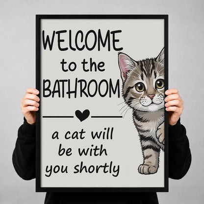 Welcome to the Bathroom Tabby Cat Wall Art 3