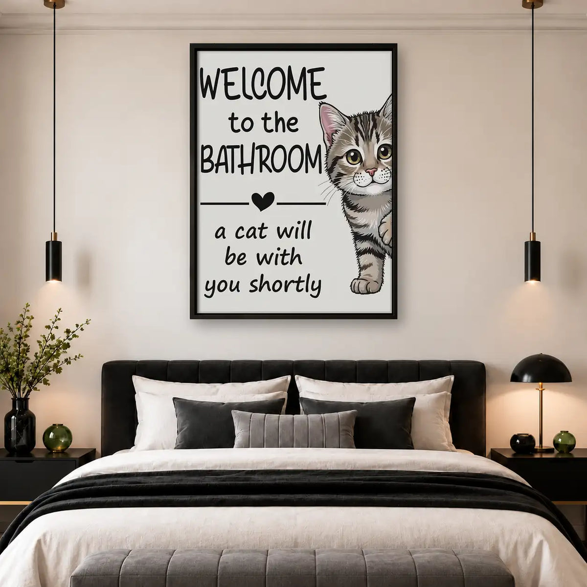Welcome to the Bathroom Tabby Cat Wall Art 4