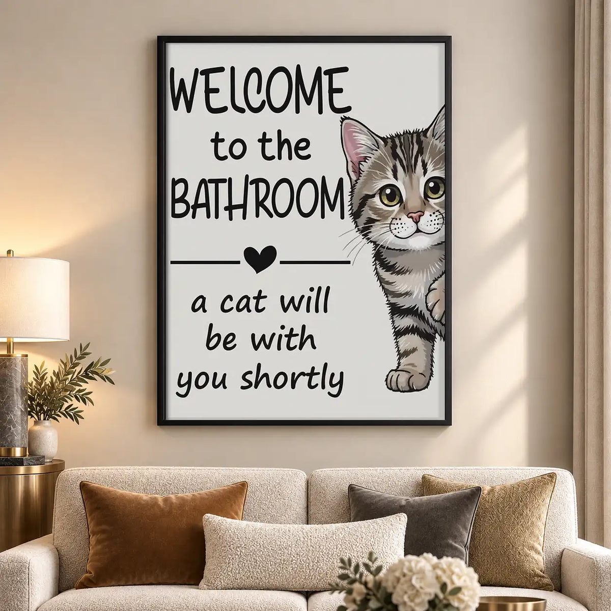 Welcome to the Bathroom Tabby Cat Wall Art 5