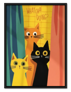 Whatcha Doing Three Colorful Cats Wall Art