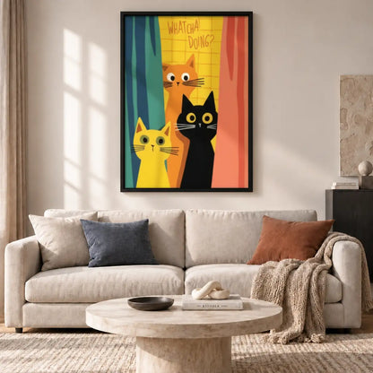 Whatcha Doing Three Colorful Cats Wall Art 2