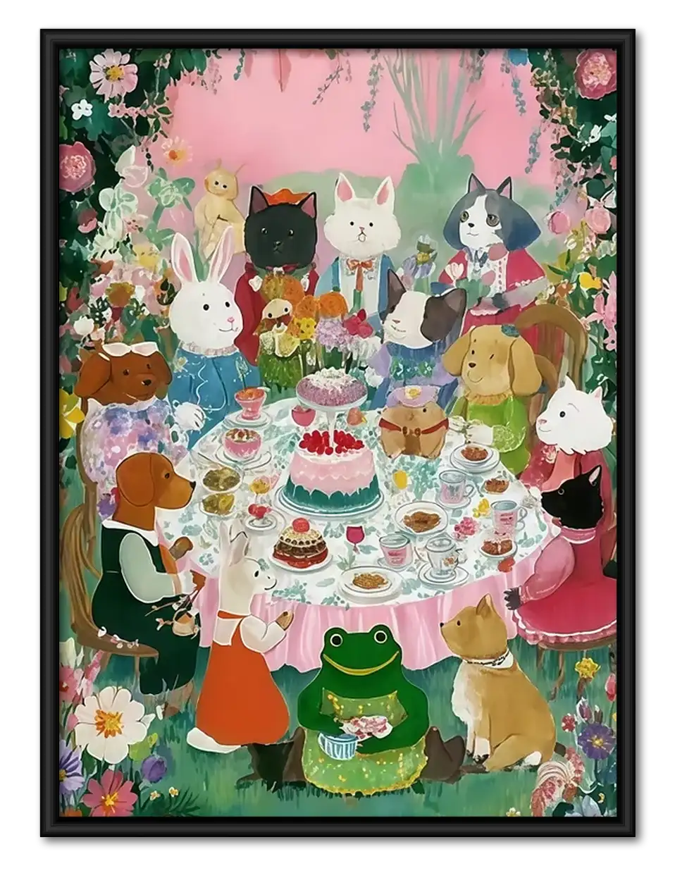 Whimsical Animal Tea Party Wall Art 1