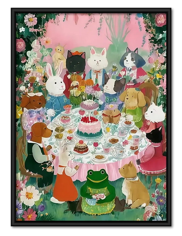 Whimsical Animal Tea Party Wall Art
