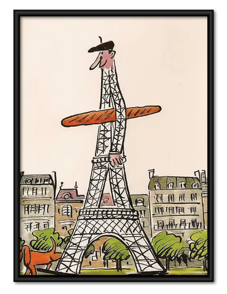 Whimsical Animals at Eiffel Tower Wall Art 1