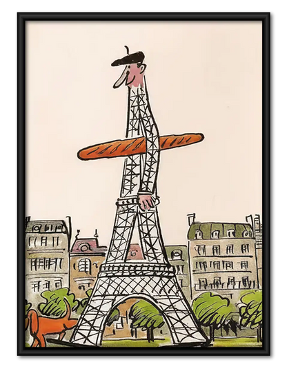 Whimsical Animals at Eiffel Tower Wall Art 1
