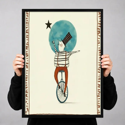 Whimsical Balancing Moon Cyclist Wall Art 3