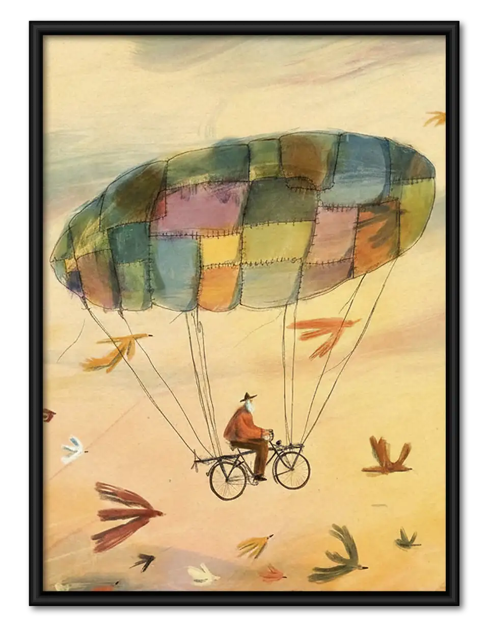 Whimsical Flying Patchwork Balloon Wall Art 1