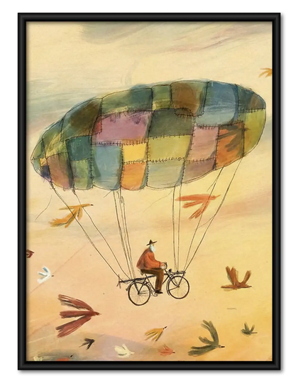 Whimsical Flying Patchwork Balloon Wall Art